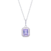 Asfour Crystal Chain Necklace With Tenzanite Emerald Cut Pendant In 925 Sterling Silver-ND0448-N